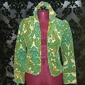 LOFT Green and Yellow Patterned Jacket